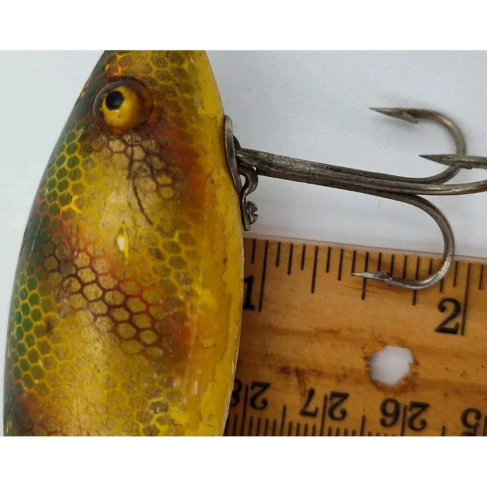 1915-29 HEDDON DOWAGIAC Lure TAD POLLY WOOD GLASS EYES ANTQ VTG RARE BR8.0PA2162